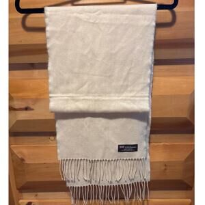 Scarf 100% Cashmere Cream color 62" long x 12" wide - Made in Scotland
